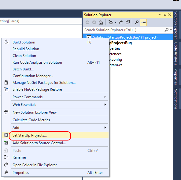 Solving the set Startup Projects bug in Visual Studio | Passion for Coding